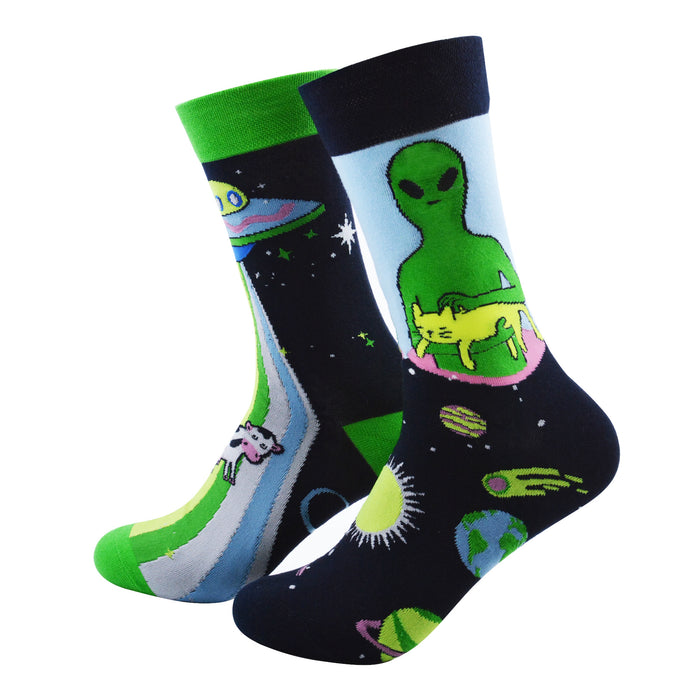 Calcetin algodon largo ab doble diseno alien nave AB-14
