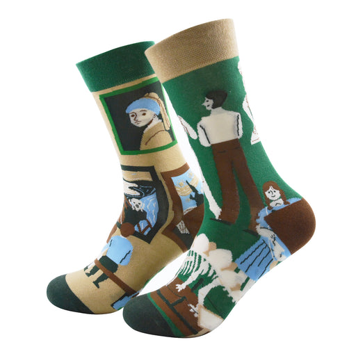 Calcetin algodon largo ab doble diseno arte pintura AB-22