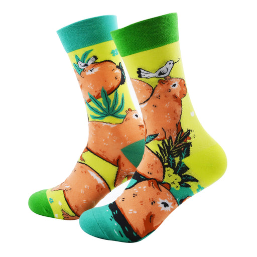 Calcetin algodon largo ab doble diseno capibara chiguire AB-31