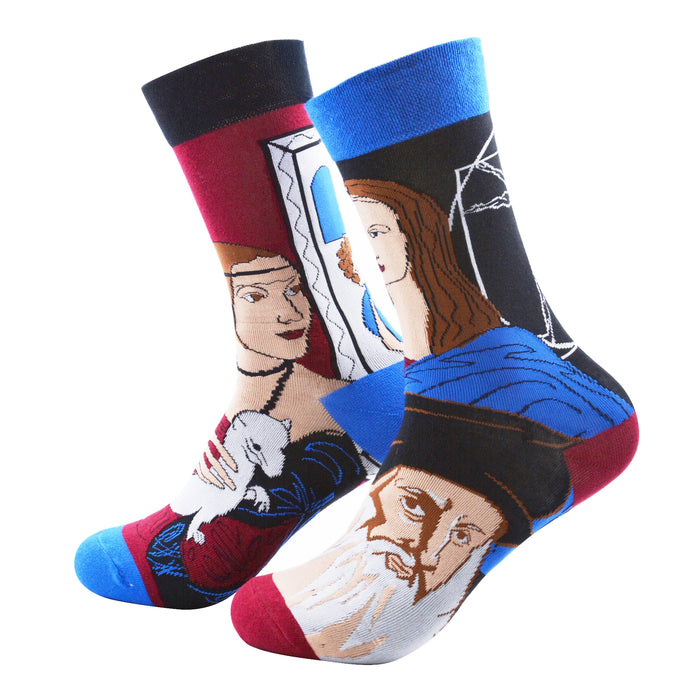 Calcetin algodon largo ab doble diseno mona lisa da vinci AB-20