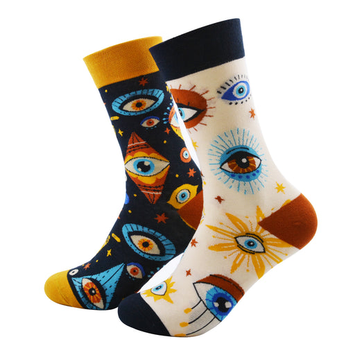 Calcetin algodon largo ab doble diseno ojos piramides AB-11