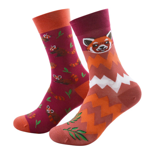 Calcetin algodon largo ab doble diseno panda rojo AB-33