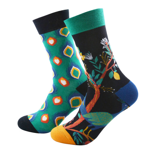 Calcetin algodon largo ab doble diseno pavo real AB-25