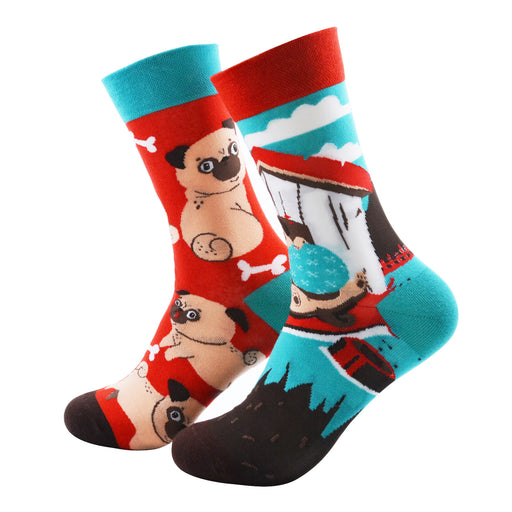 Calcetin algodon largo ab doble diseno pug AB-35