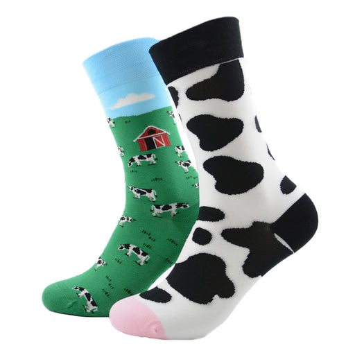 Calcetin algodon largo ab doble diseno vacas granja AB-34