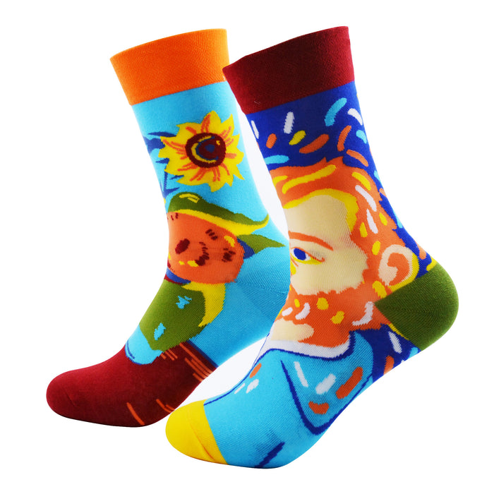 Calcetin algodon largo ab doble diseno van gogh pintura AB-23