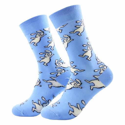 Calcetin algodon largo conejos blancos 346