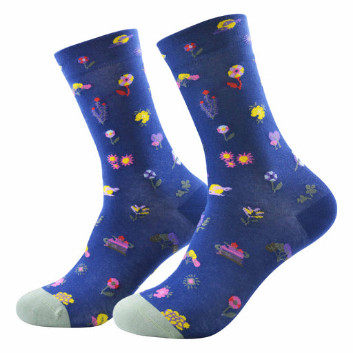 Calcetin algodon largo flores colores 340