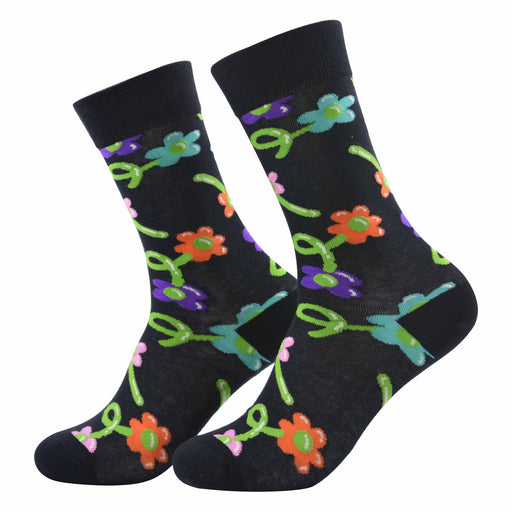 Calcetin algodon largo flores coloridas 344