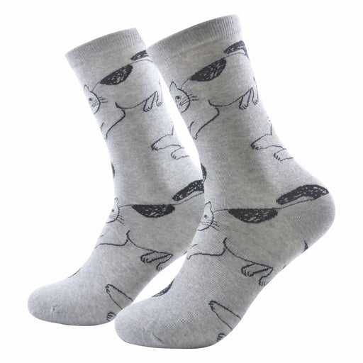 Calcetin algodon largo gatos gris 240
