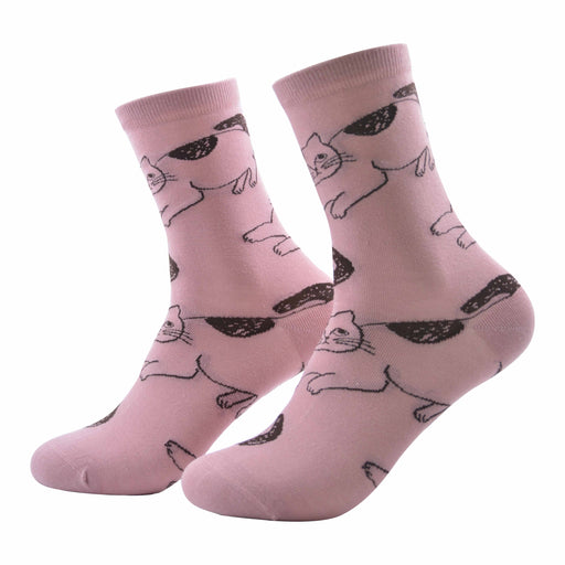 Calcetin algodon largo gatos rosado 237