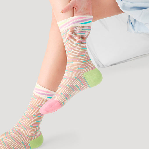 Calcetin algodon largo lineas coloridas