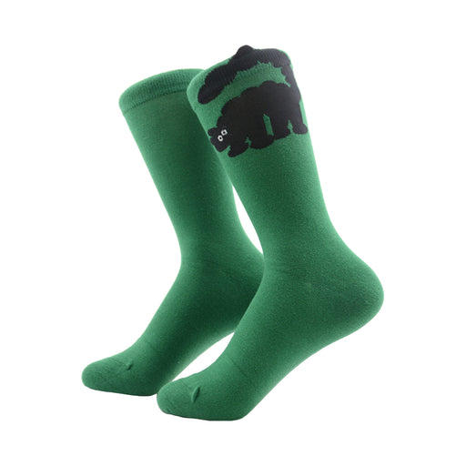 Calcetin algodon largo verde gato negro 399