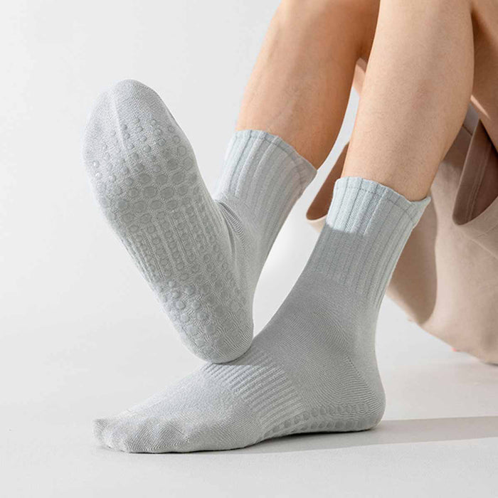 Calcetin algodon largo yoga hombre gris claro 4094-3