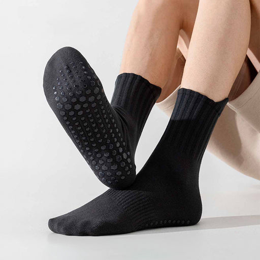 Calcetin algodon largo yoga hombre negro 4094-1