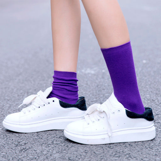 Calcetin algodon largos mujer colores morado 4104-4