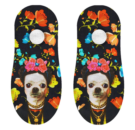 Calcetin invisible poliester flores chihuahua frida khalo 12
