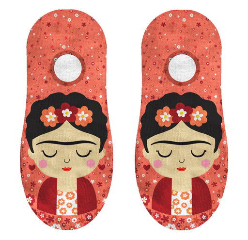 Calcetin invisible poliester frida khalo naranja durazno 2