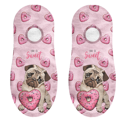Calcetin invisible poliester perro pug corazon dona 40