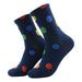 Calcetin largo algodon caras colores azul 3956-4