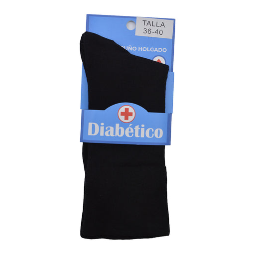 Calcetin largo algodon diabetico negro mujer 3510