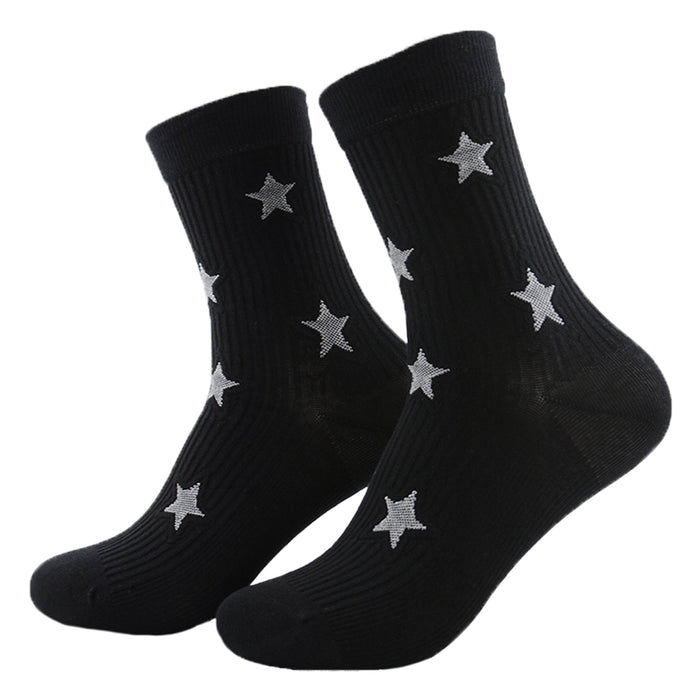 Calcetin largo algodon estrellas grises fondo negro 3957-1