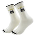 Calcetin largo algodon gatos cara cat lover blanco 3953-3