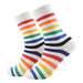 Calcetin largo algodon rayas colores blanco 3949-1
