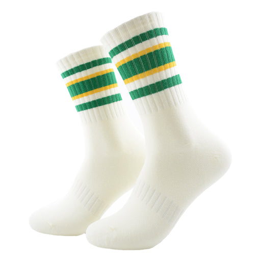 Calcetin largo algodon rayas verde amarillo blanco 3950-3