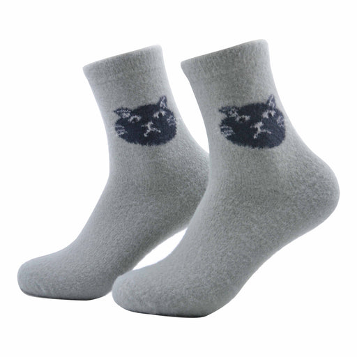 Calcetin largo lana sintetica invierno gris gato 4029-4