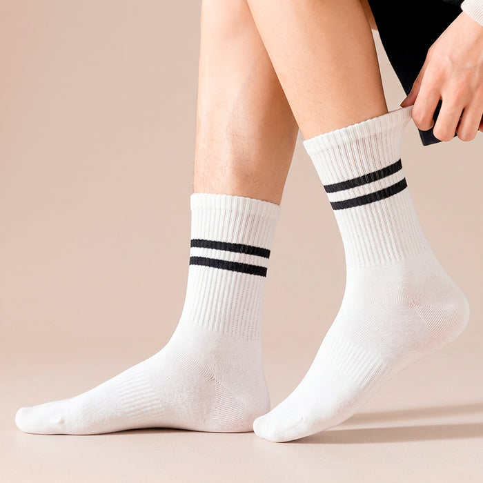 Calcetines algodon blanco doble raya hombre 3969-4