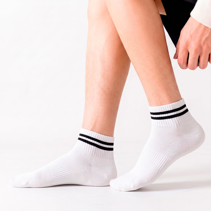 Calcetines algodon cortos blanco doble raya hombre 3970