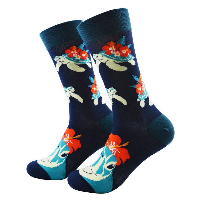 Calcetines algodon estampado largo fauna chilena tortuga galapago 602