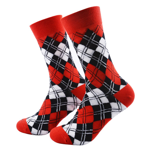 Calcetines algodon estampado largo rombos negros blancos 582