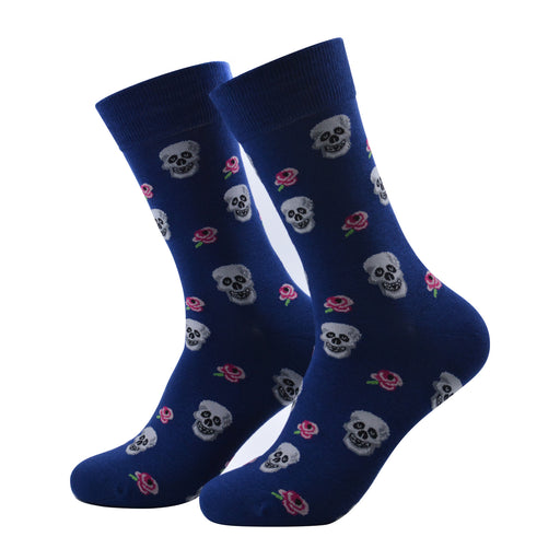 Calcetines algodon largos calaveras rosas 675