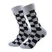 Calcetines algodon largos cuadros blancos negros 700