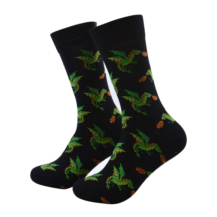 Calcetines algodon largos dragones fuego 683