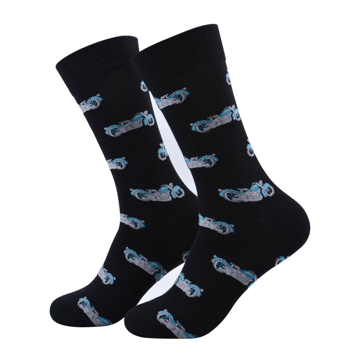 Calcetines algodon largos motos azules 654