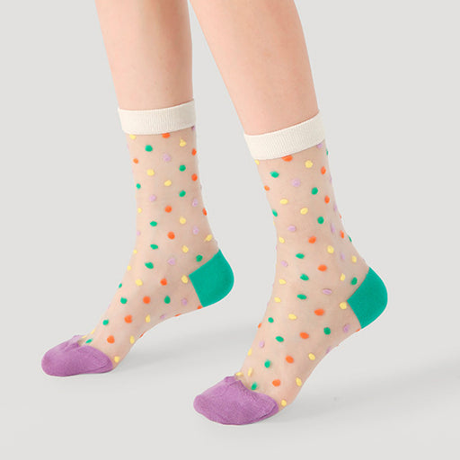 Calcetines malla largos transparentes puntos 