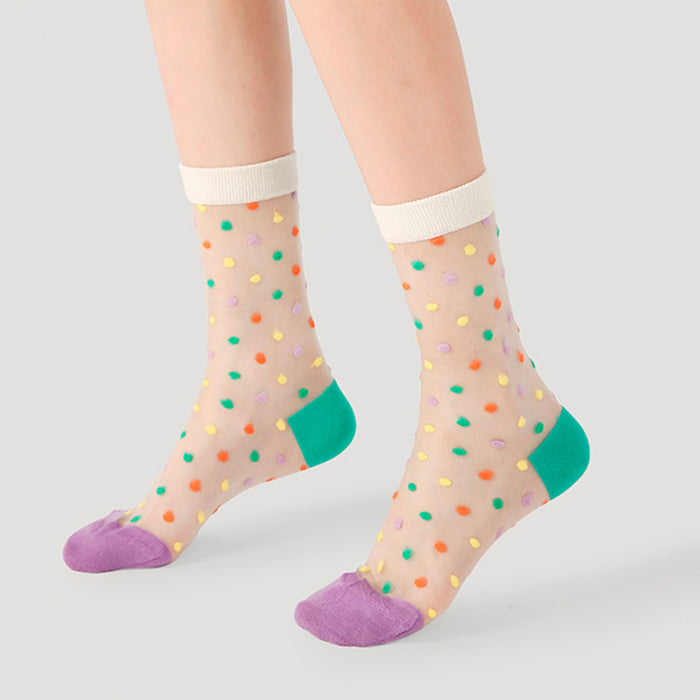 Calcetines malla largos transparentes puntos 