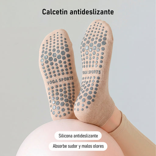 Calcetines yoga cortos silicon antideslizante beige 3674-8