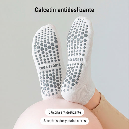Calcetines yoga cortos silicon antideslizante blanco 3674-5