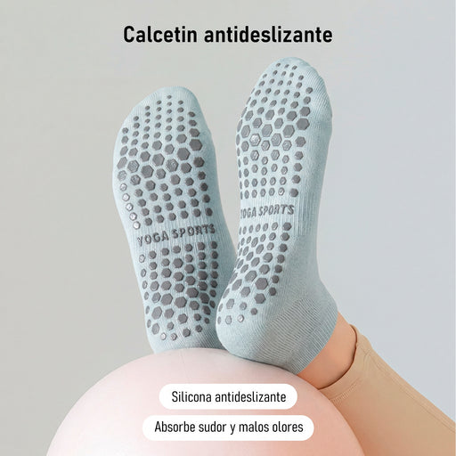 Calcetines yoga cortos silicon antideslizante celeste 3674-6