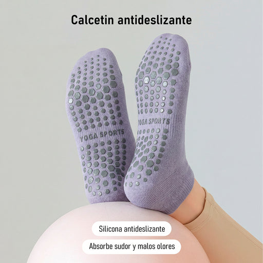 Calcetines yoga cortos silicon antideslizante morado 3674-3