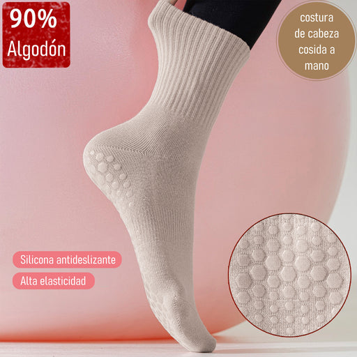 Calcetines yoga largos silicon antideslizante beige 3927-7