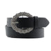 Cinturon Sintetico Liso negro brillos plateado 3838-1