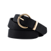 Cinturon negro hebilla circular dorada lisa 3192-2