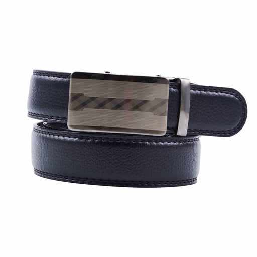 Cinturon sintetico automatico negro plateado hombre 4064-10