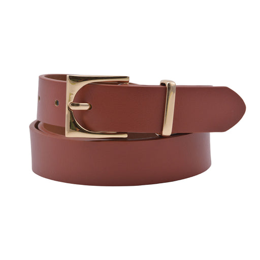 Cinturon sintetico cafe rojizo dorado liso 4126-4