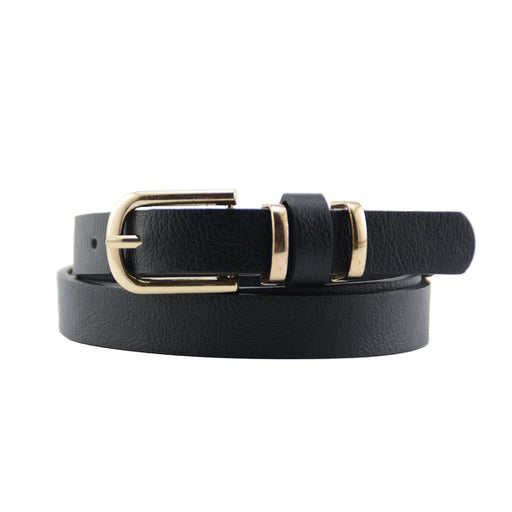 Cinturon sintetico liso negro dorado 3842-2